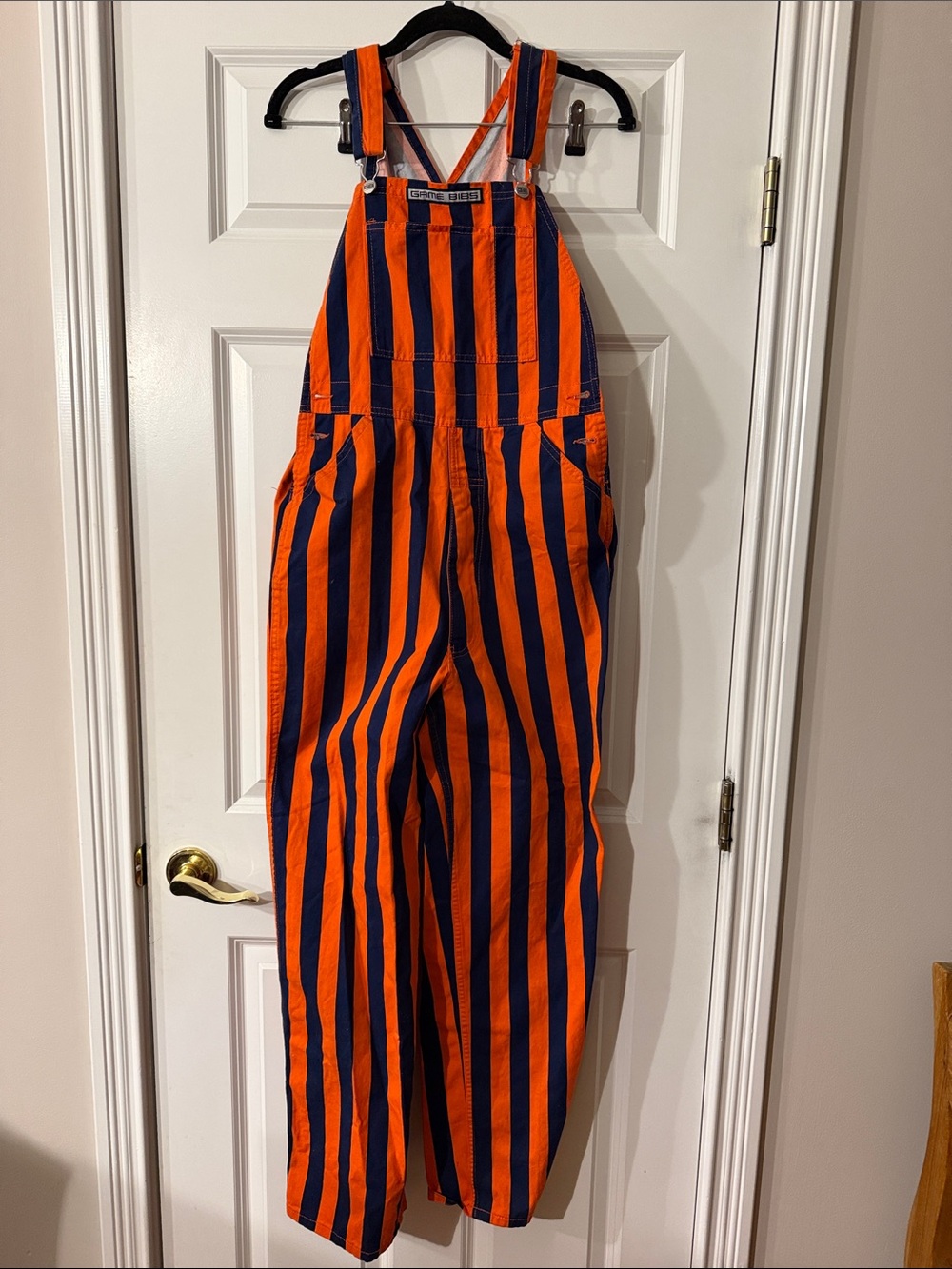 Game Bibs  Orange & Navy overalls